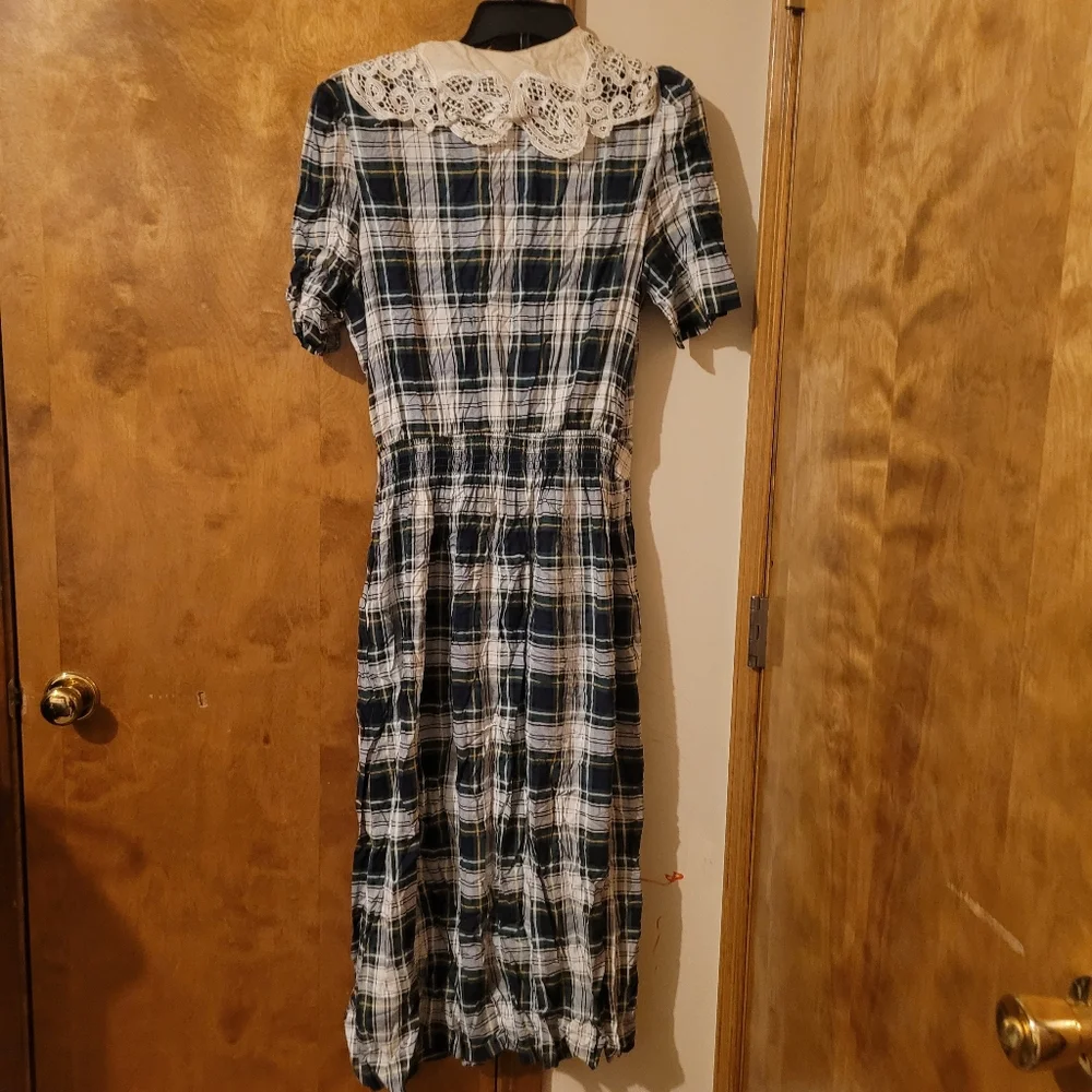 Vintage L.G. Star Womens  Plaid Dress Size 14 BlueWhite NEW - Picture 5 of 11